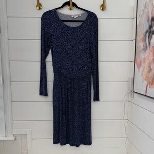 Boden Amelie Navy Blue Patterned Dress